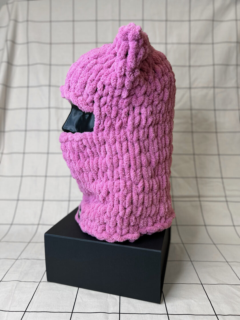 PUFFY BALACLAVA kids  cat Pink rose - BALACLAVA PUFFY hats - SHOP 