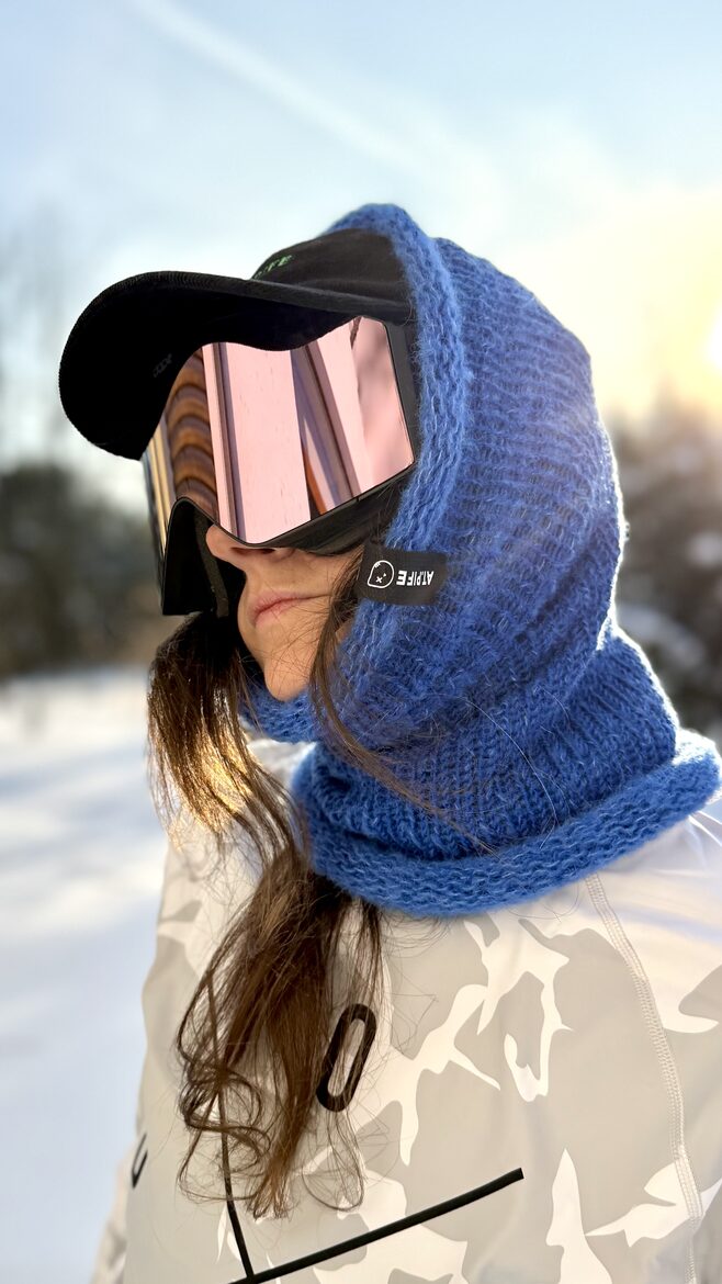 Knitted Balaclava-TUBE SCARF-Hat "3in1" | bright blue
