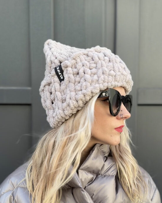 PUFFY BIG HAT | warm gray