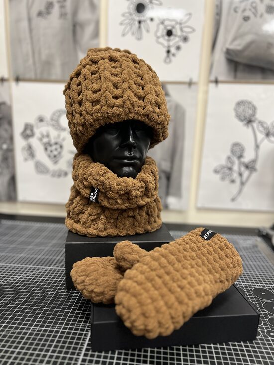 PUFFY BIG HAT set | brown