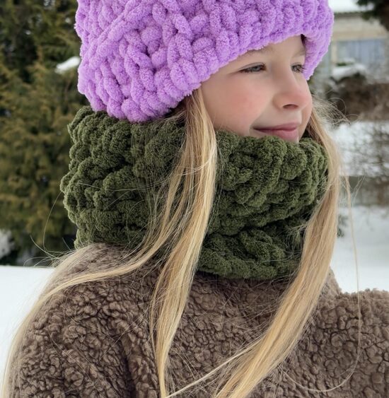 NEW! Kids puffy big TUBE SCARF | solid color