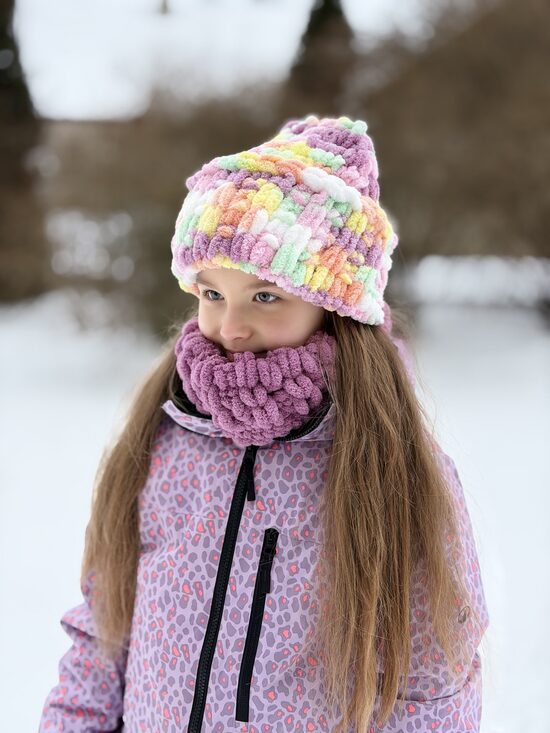 NEW! Kids puffy big TUBE SCARF | multicolor