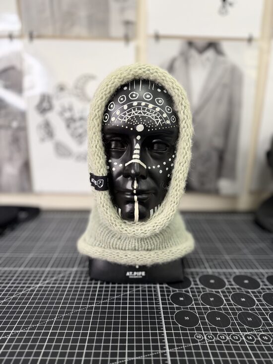 Knitted Balaclava-TUBE SCARF-Hat "3in1" | light pistachio green