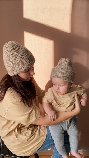 Knitted DOUBLE wool&alpaca ADULT BEANIE HAT | beige