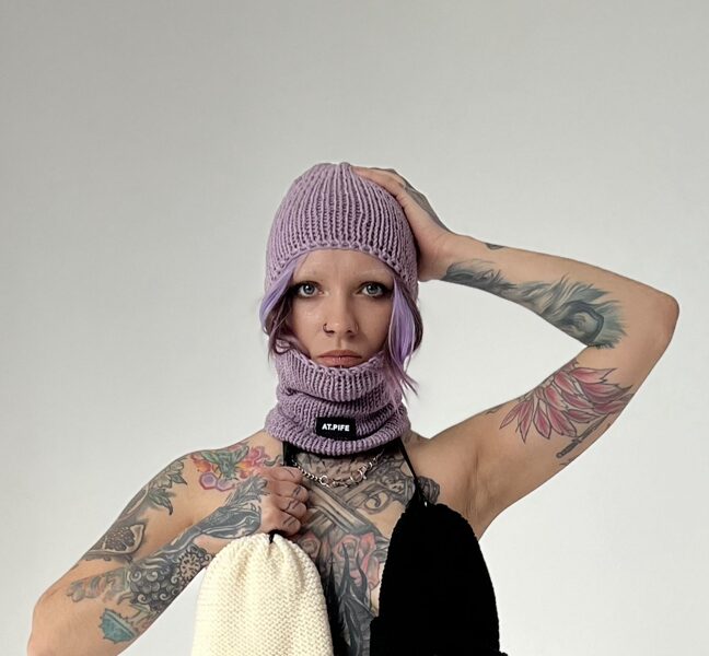 Knitted BALACLAVA merino wool | lavender